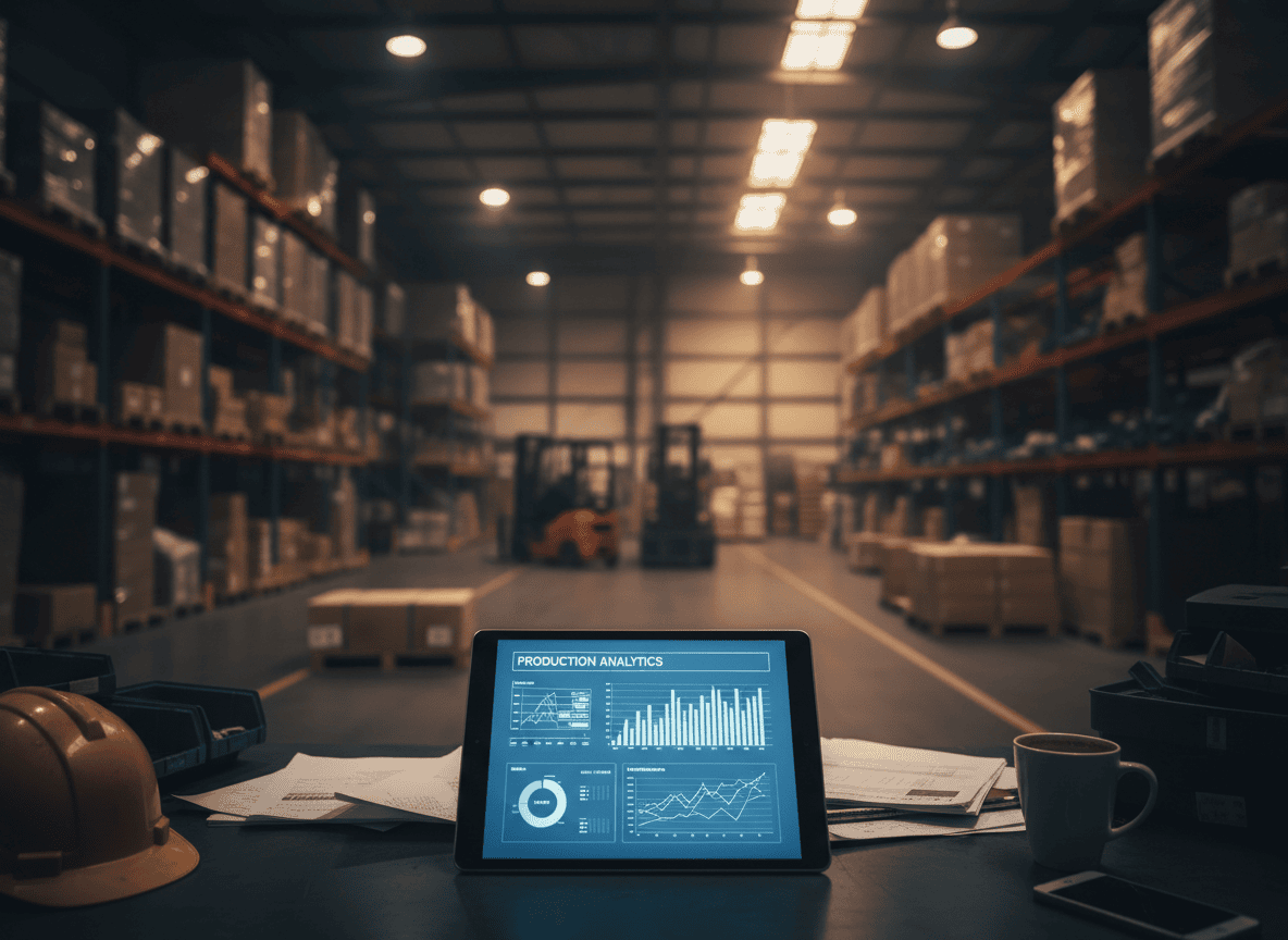 Warehouse stock and workflow being tracked using an analytics dashboard